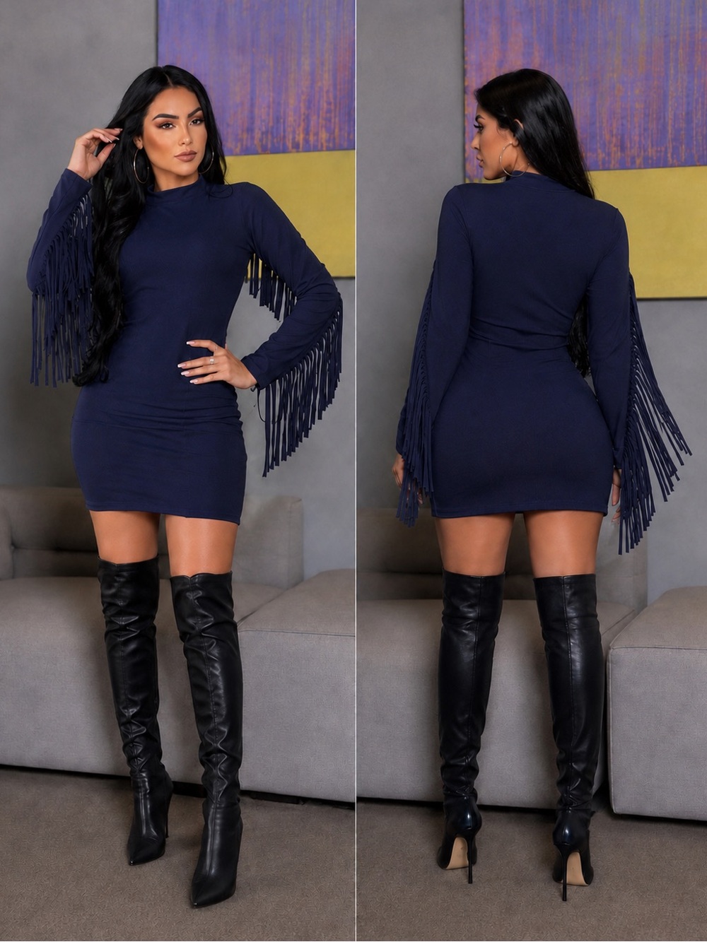 Fringe Sleeve Mini Dress